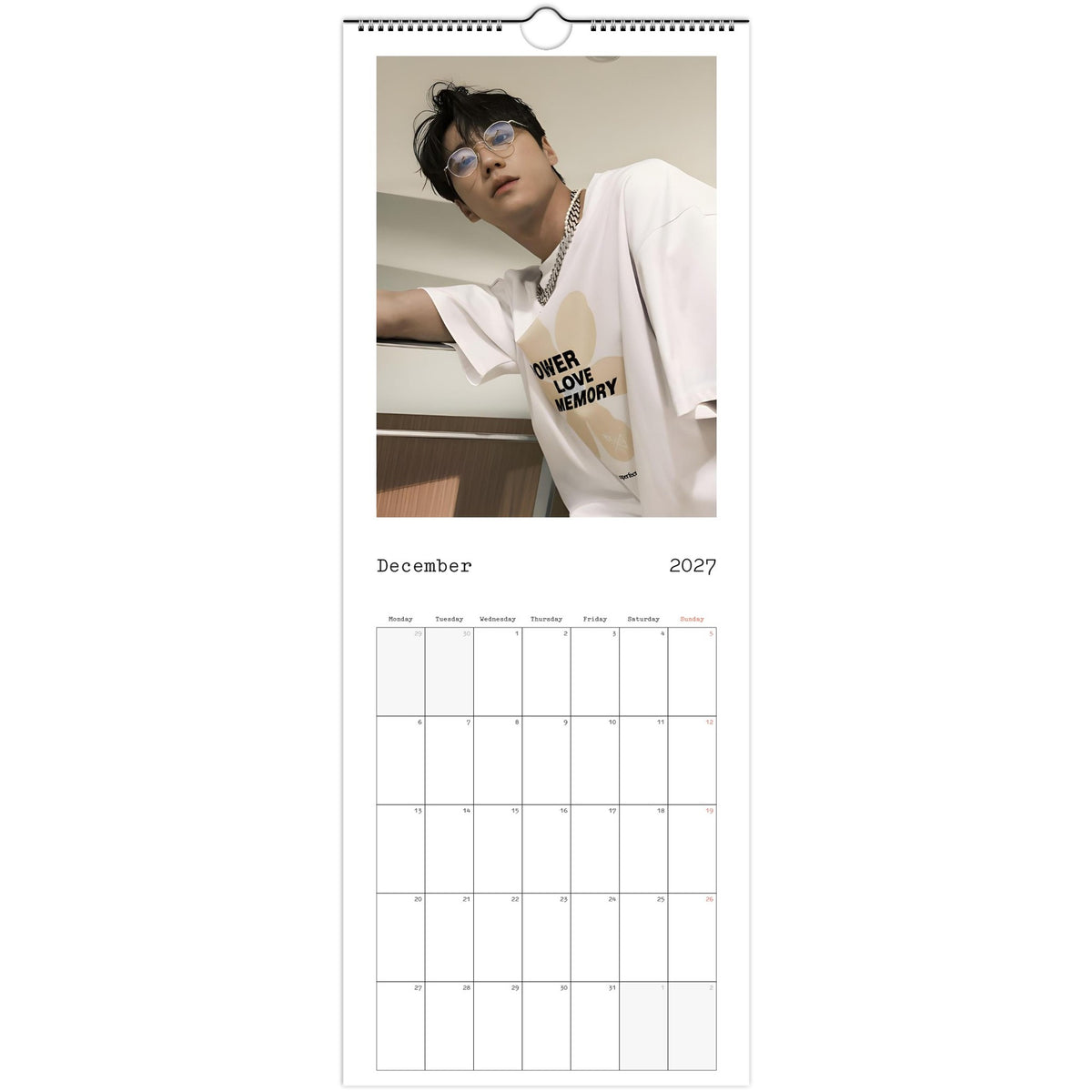 December 2027 page in Lee Jun-young slim wall calendar