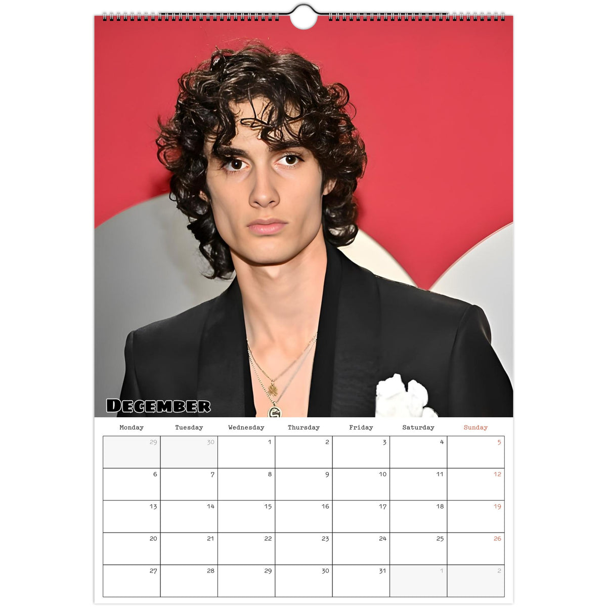 December page of sombr 2027 A3 wall calendar