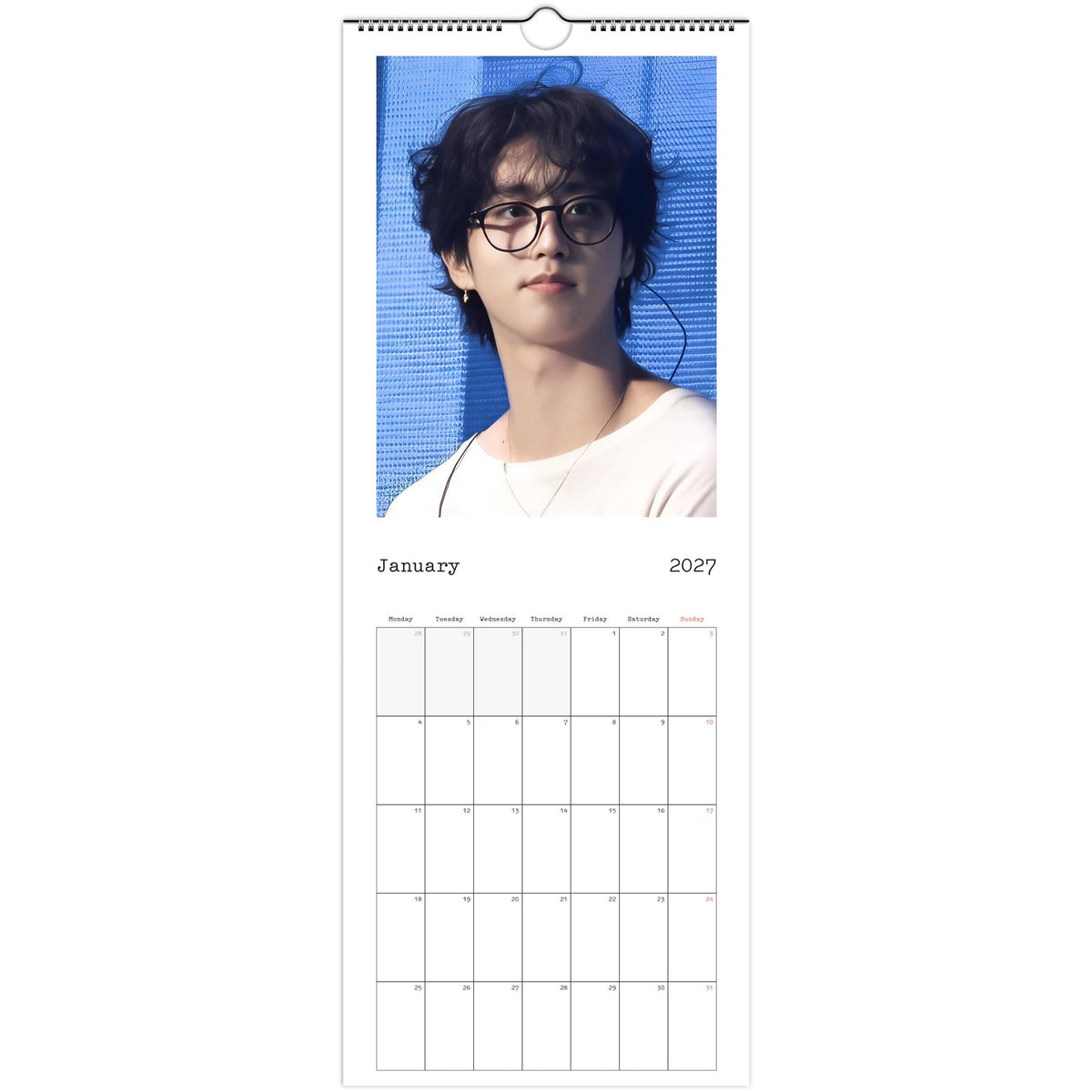 January 2027 page in Stray Kids HAN slim wall calendar