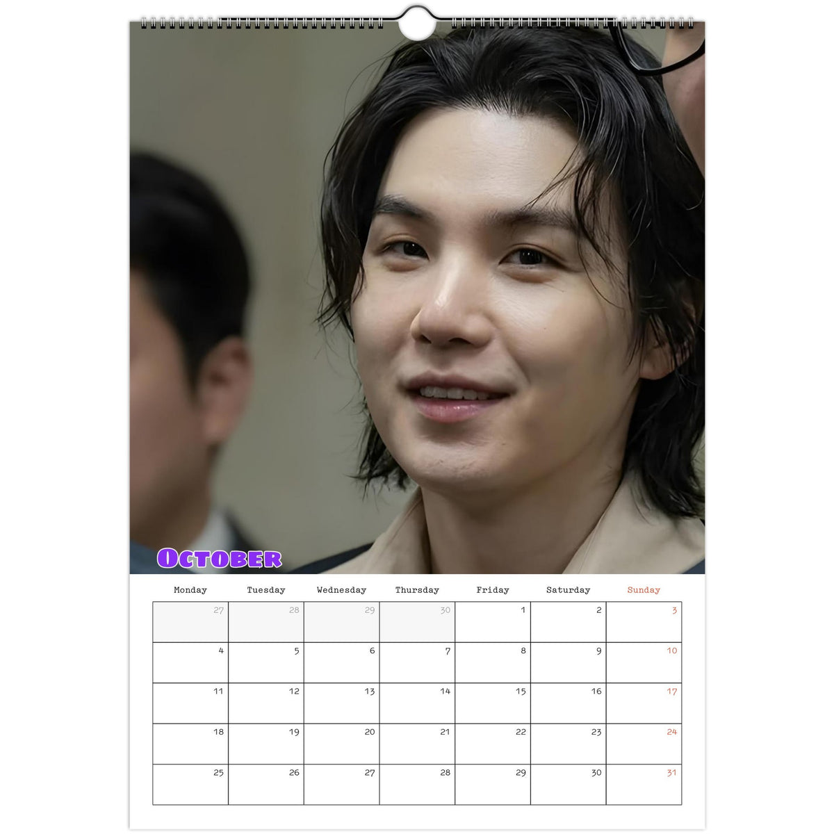 BTS Suga (Yoongi) calendar October portrait