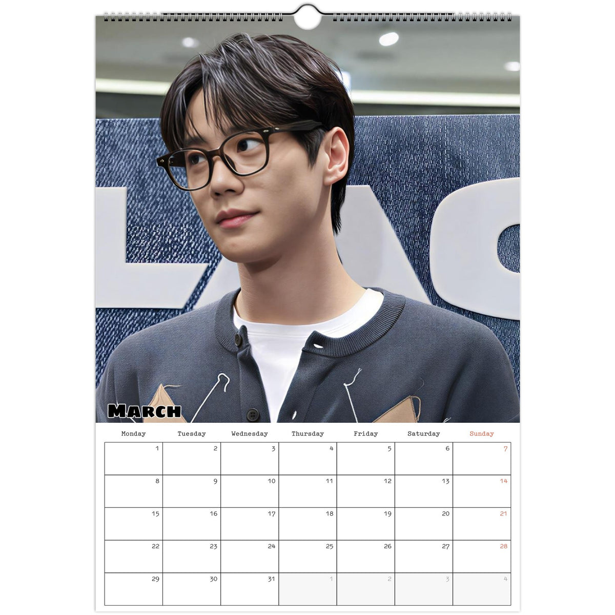 March 2027 page in Lee Jun-young A3 wall calendar