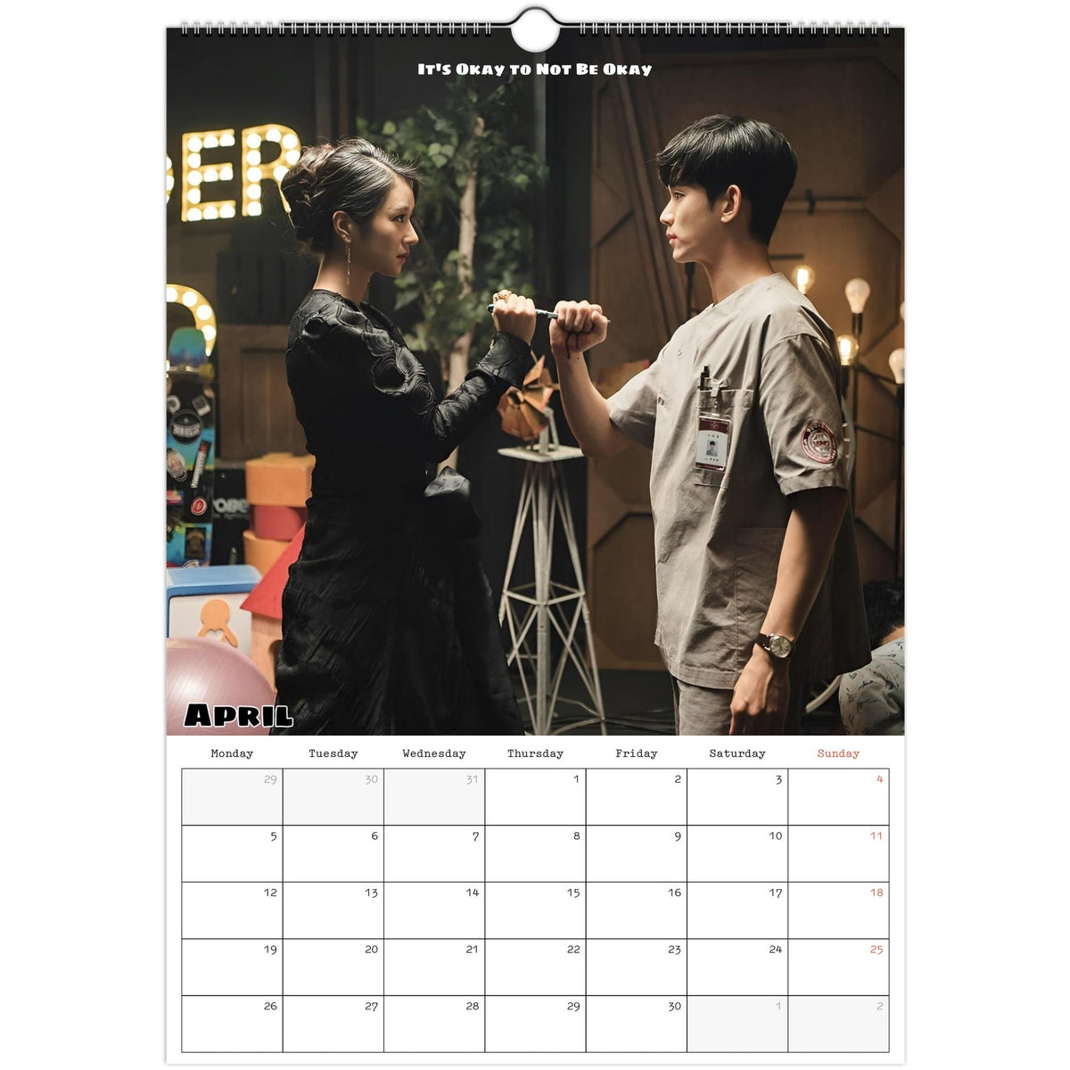 April 2027 page in Classic Romantic K-Drama A3 wall calendar