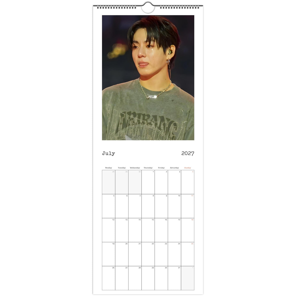 BTS Jungkook Calendar 2027 July page