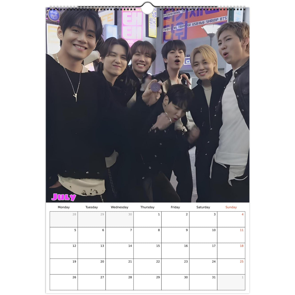 BTS Calendar 2027 July Photo
