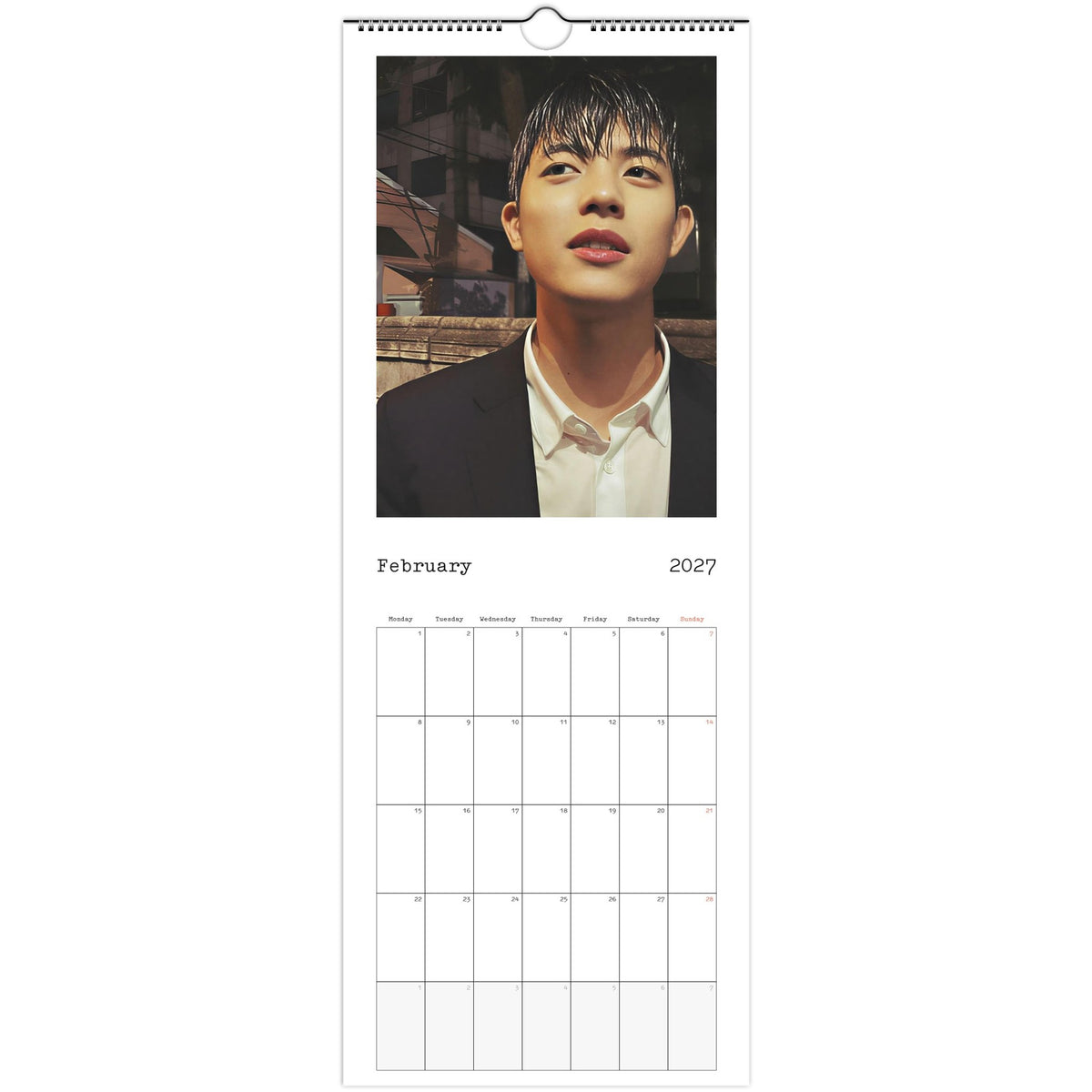 February 2027 page in Park Solomon Lomon slim wall calendar