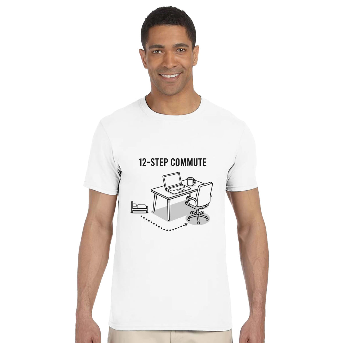 Simple black line drawing desk t‑shirt