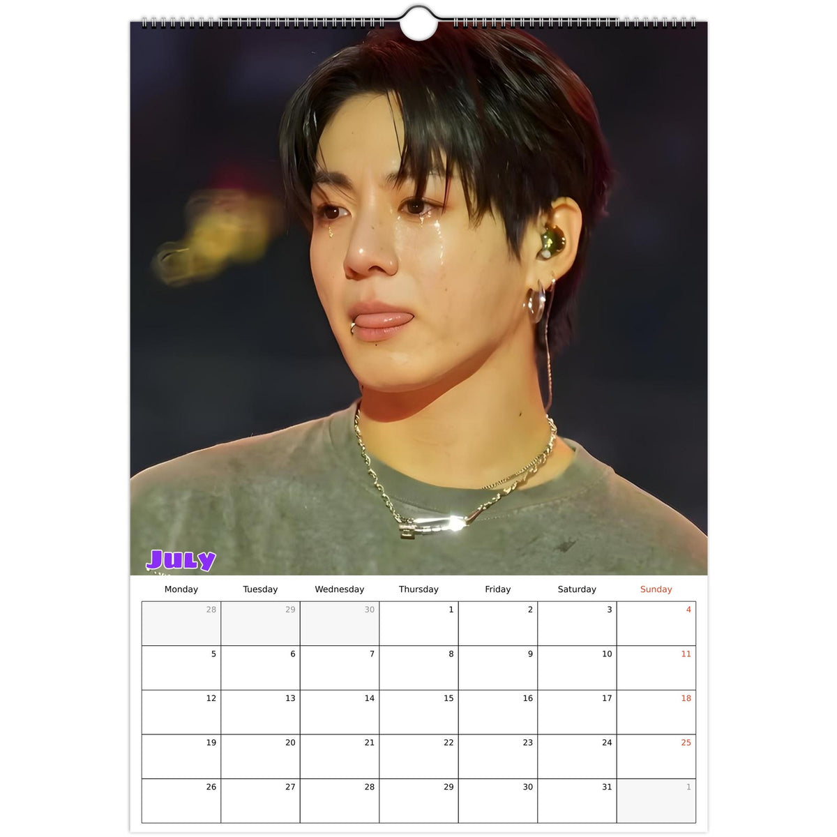 BTS Jungkook Calendar 2027 July page