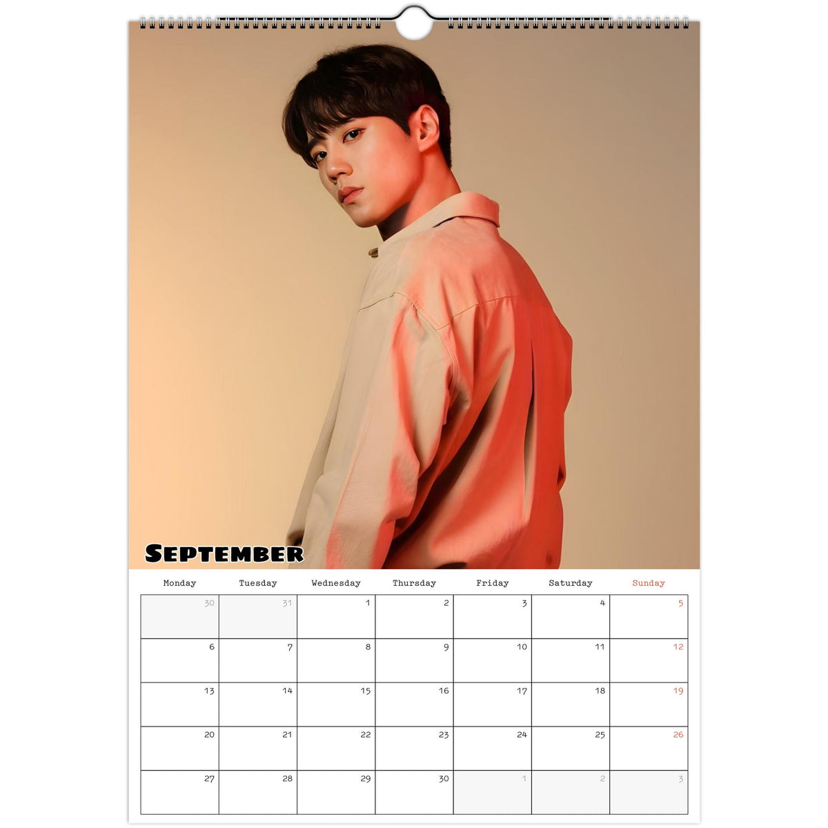 September 2027 page in Lee Jun-young A3 wall calendar