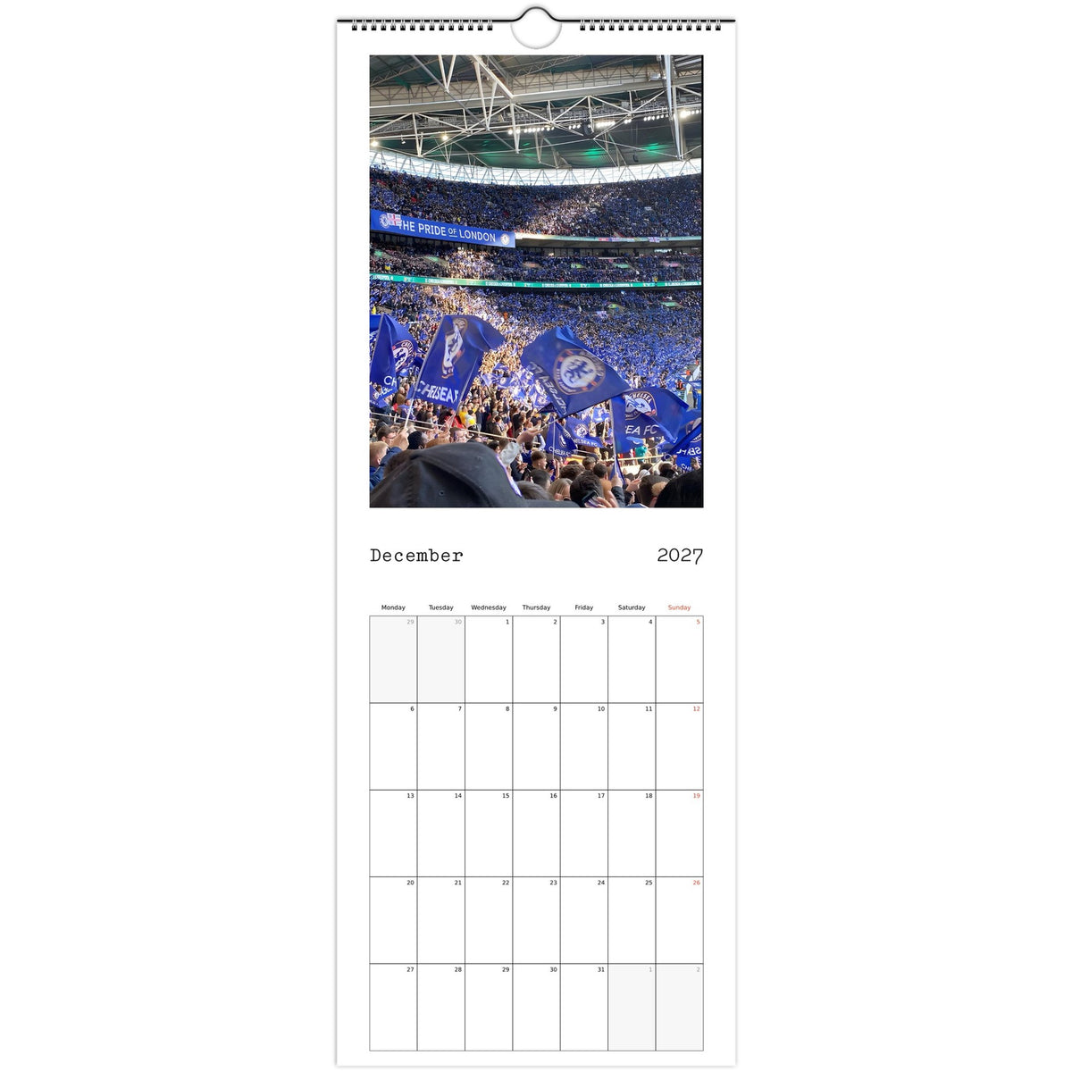Chelsea Calendar 2027 December photo