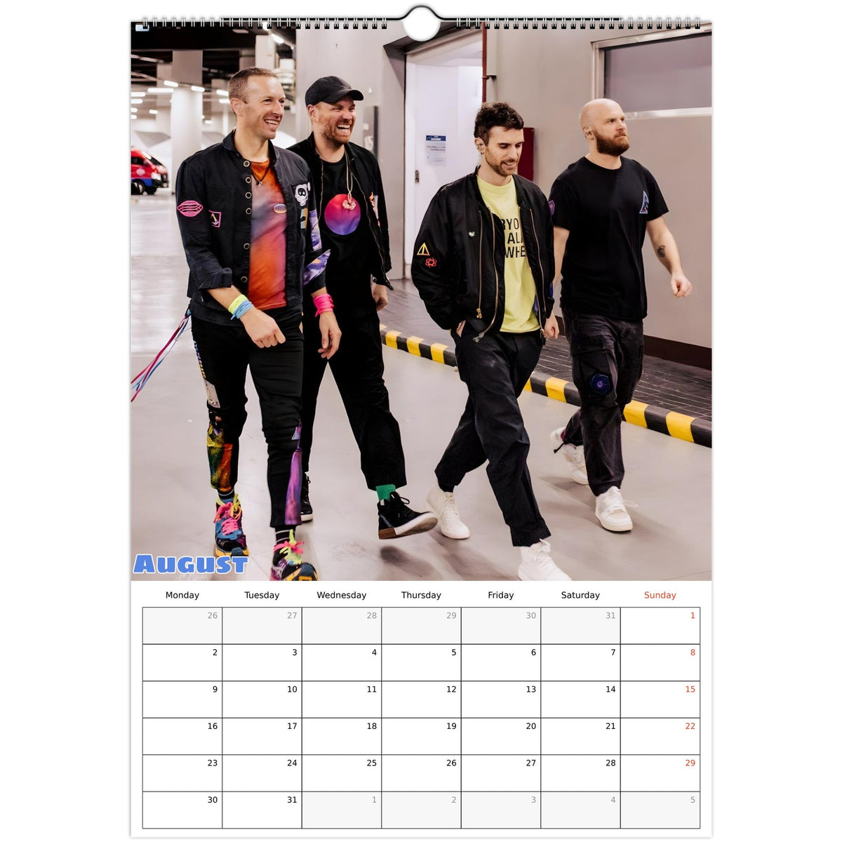 Coldplay calendar August Photo