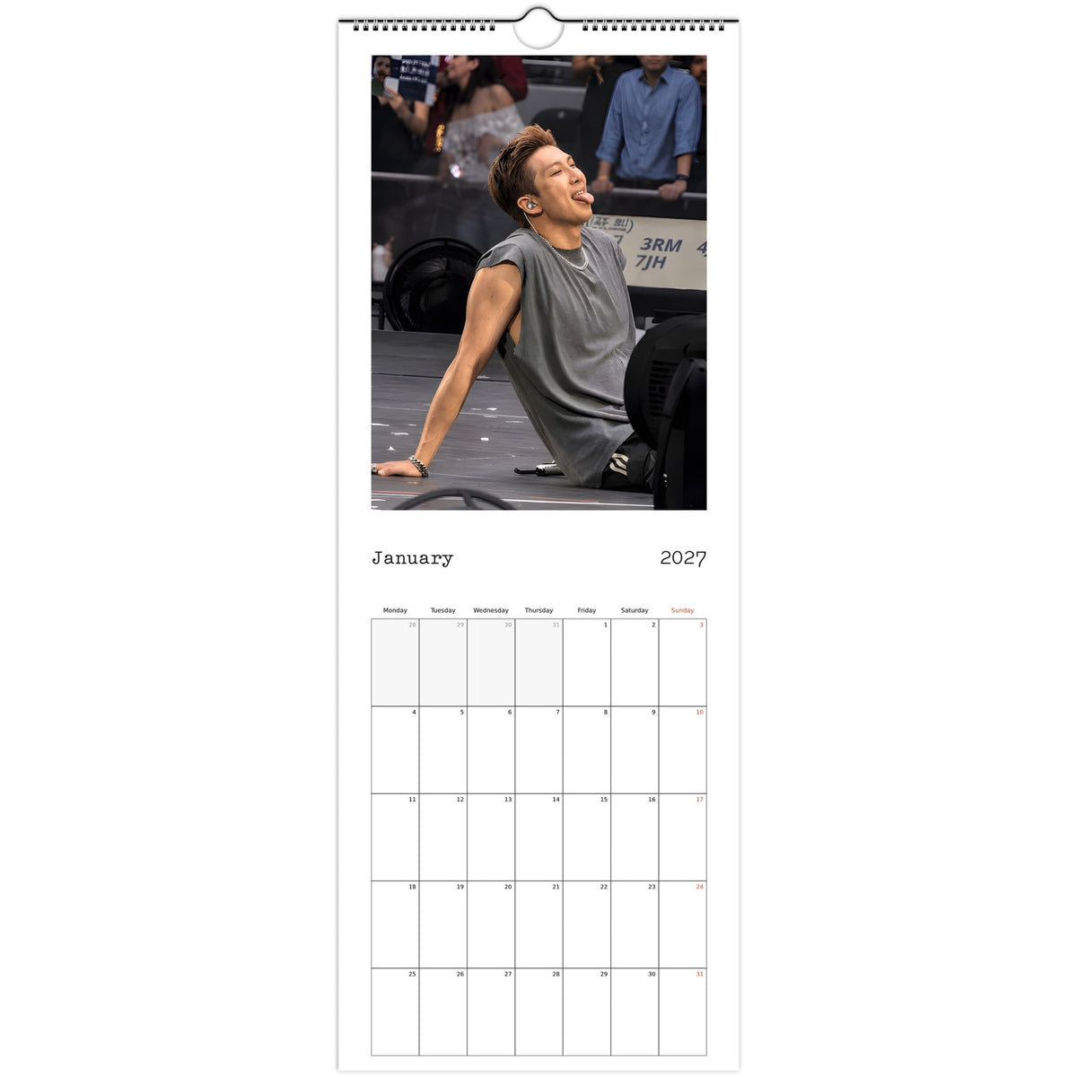 BTS RM Calendar 2027 January page