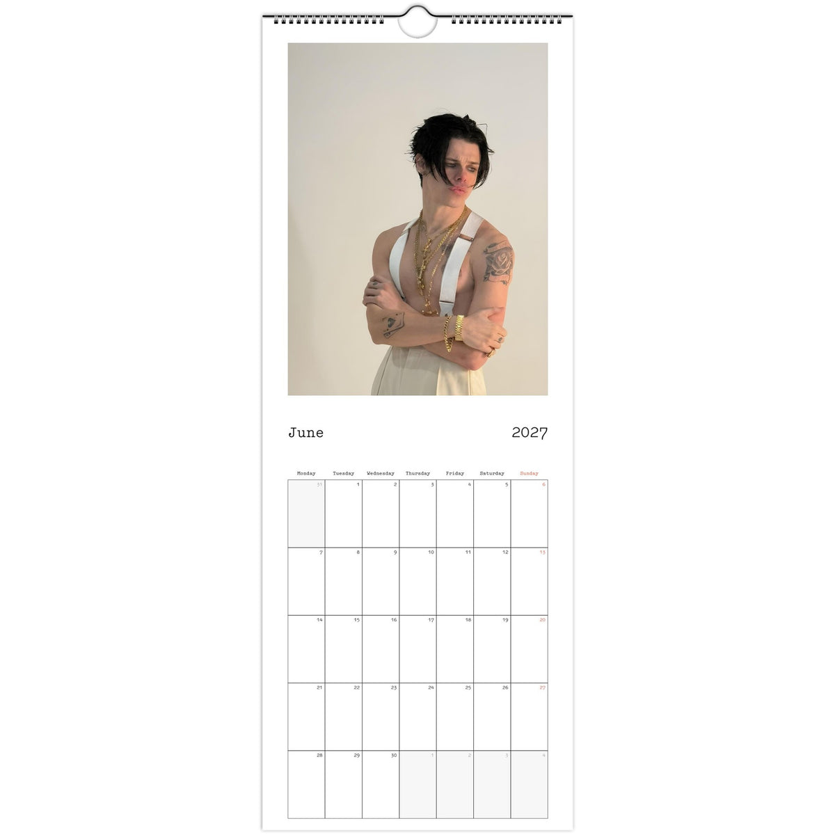 June page of YUNGBLUD 2027 slim wall calendar