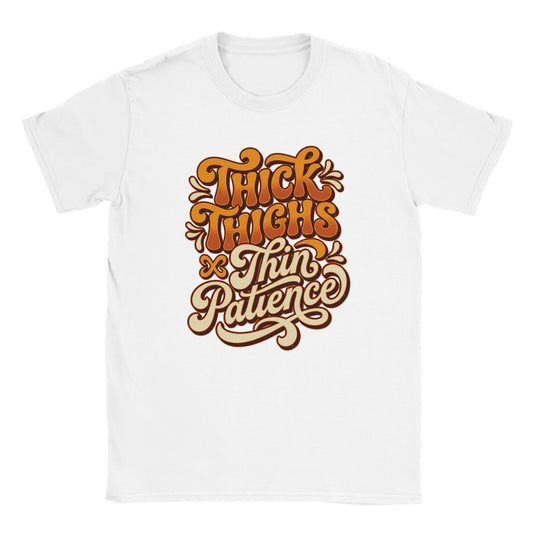 Thick Thighs Thin Patience retro 70s t‑shirt