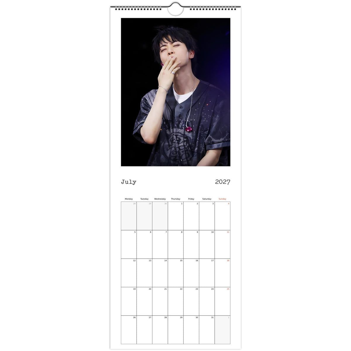 BTS Jin Calendar 2027 July page