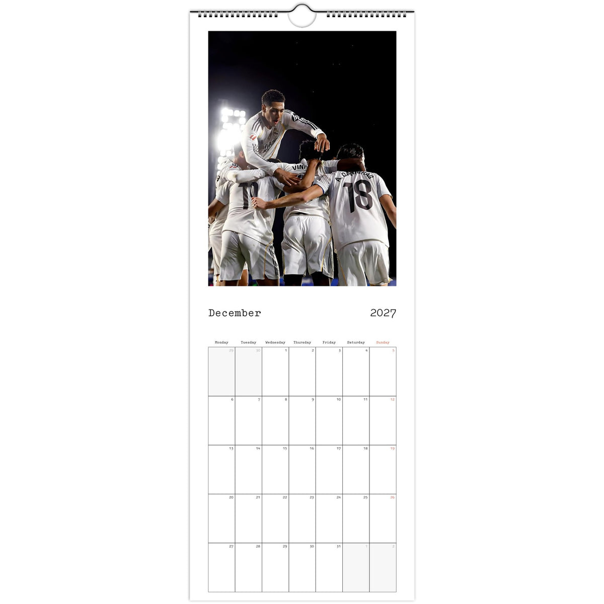 Real Madrid Calendar 2027 December page