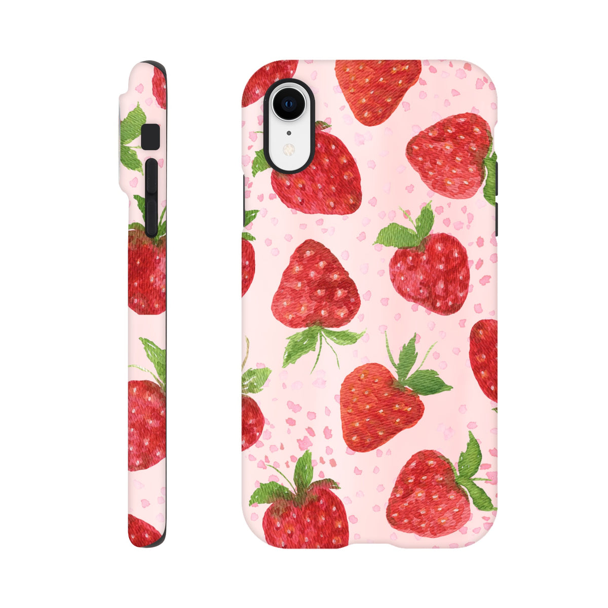 Aesthetic strawberry pattern iPhone case with strong dual‑layer defence