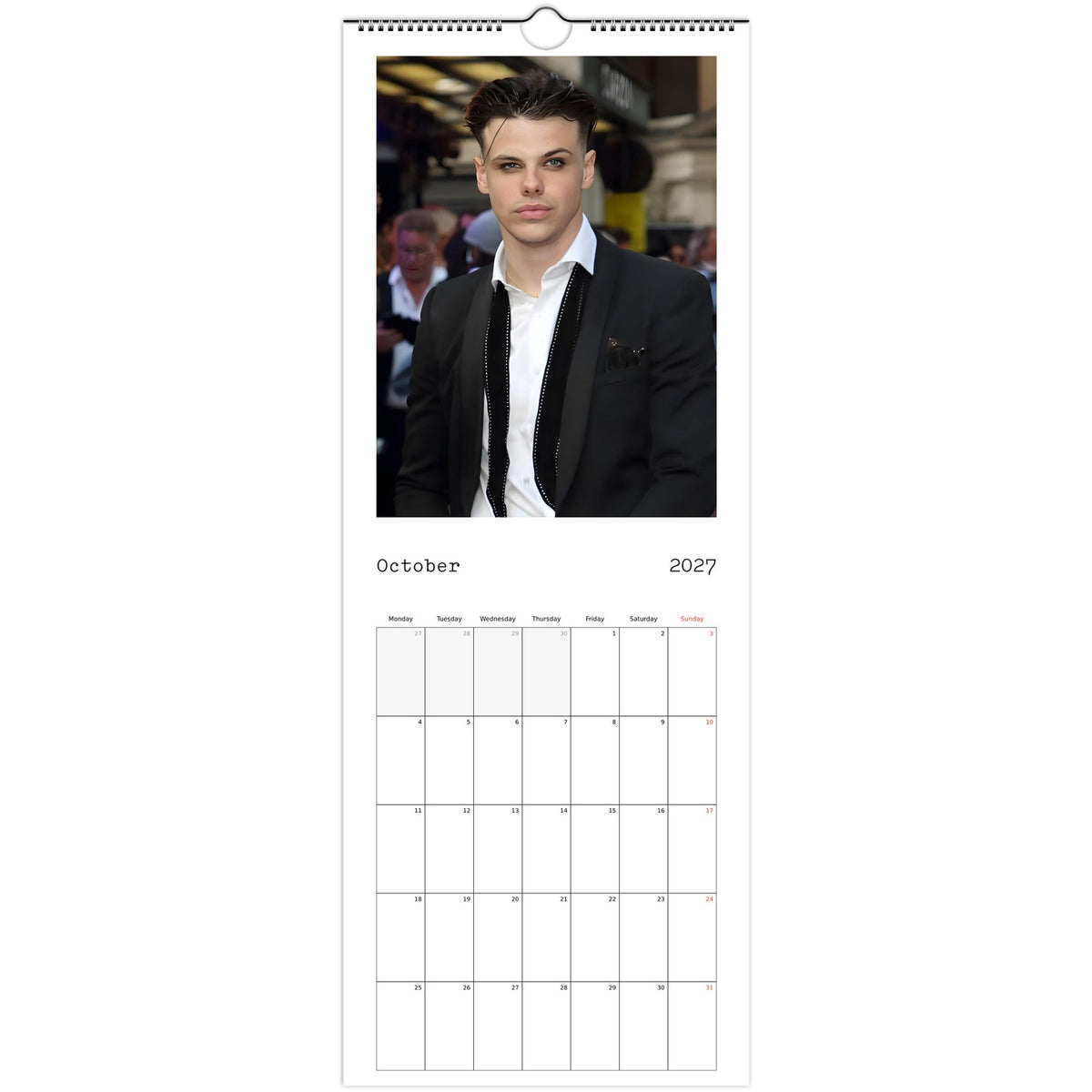 October  page of YUNGBLUD 2027 slim wall calendar