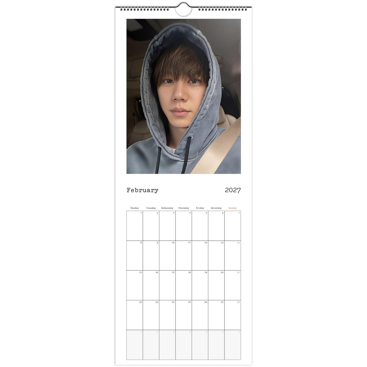 February 2027 page in Lee Jun-young slim wall calendar