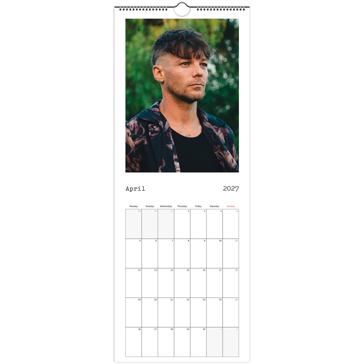 Louis Tomlinson 2027 calendar April Page