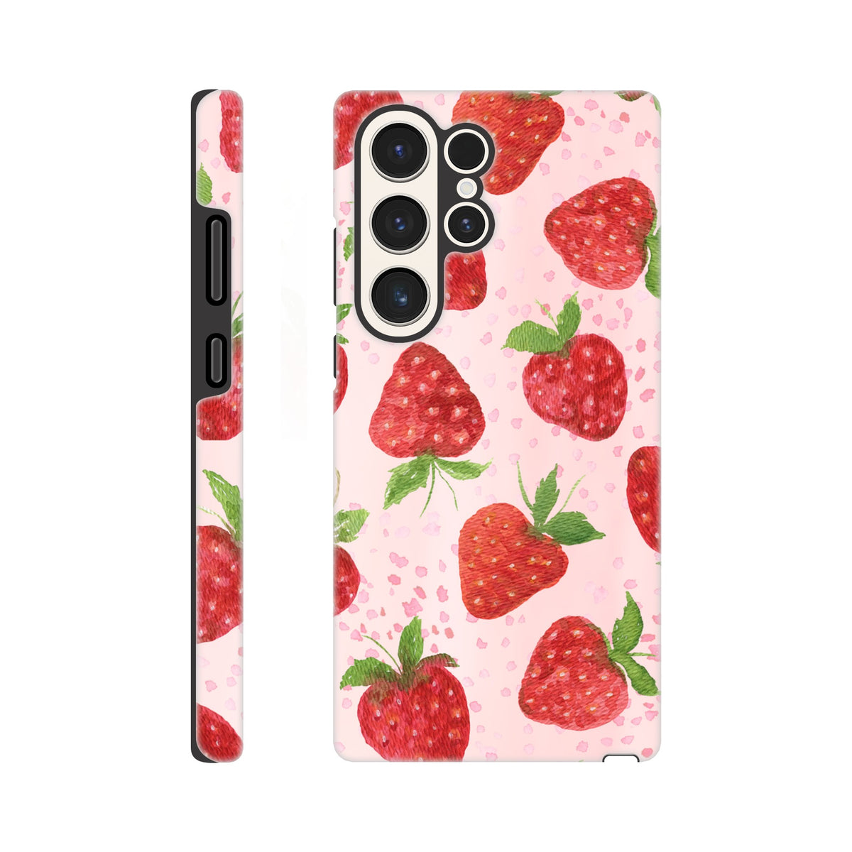 Cute strawberry Samsung tough case with impact‑resistant shell