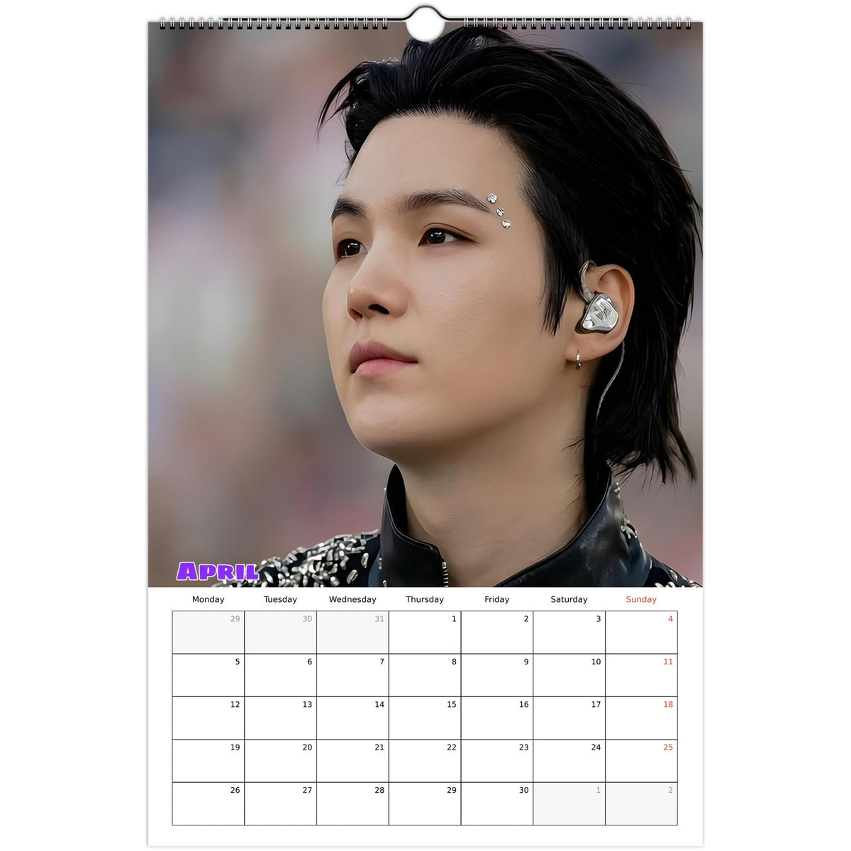 BTS SUGA Calendar April page