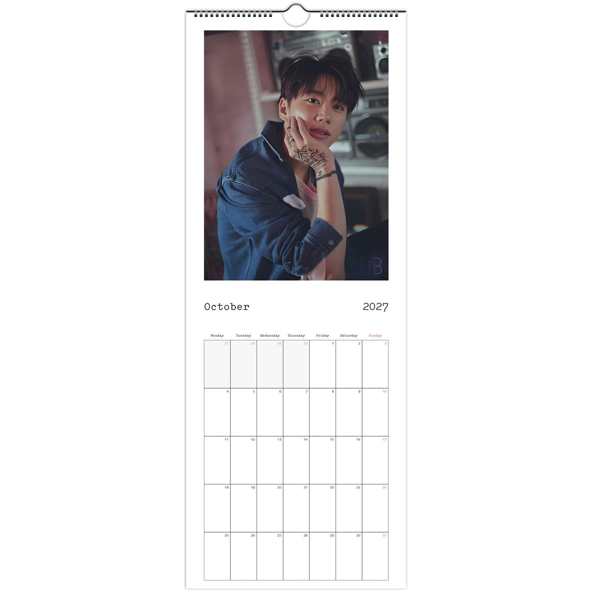 October 2027 page in Lee Jun-young slim wall calendar