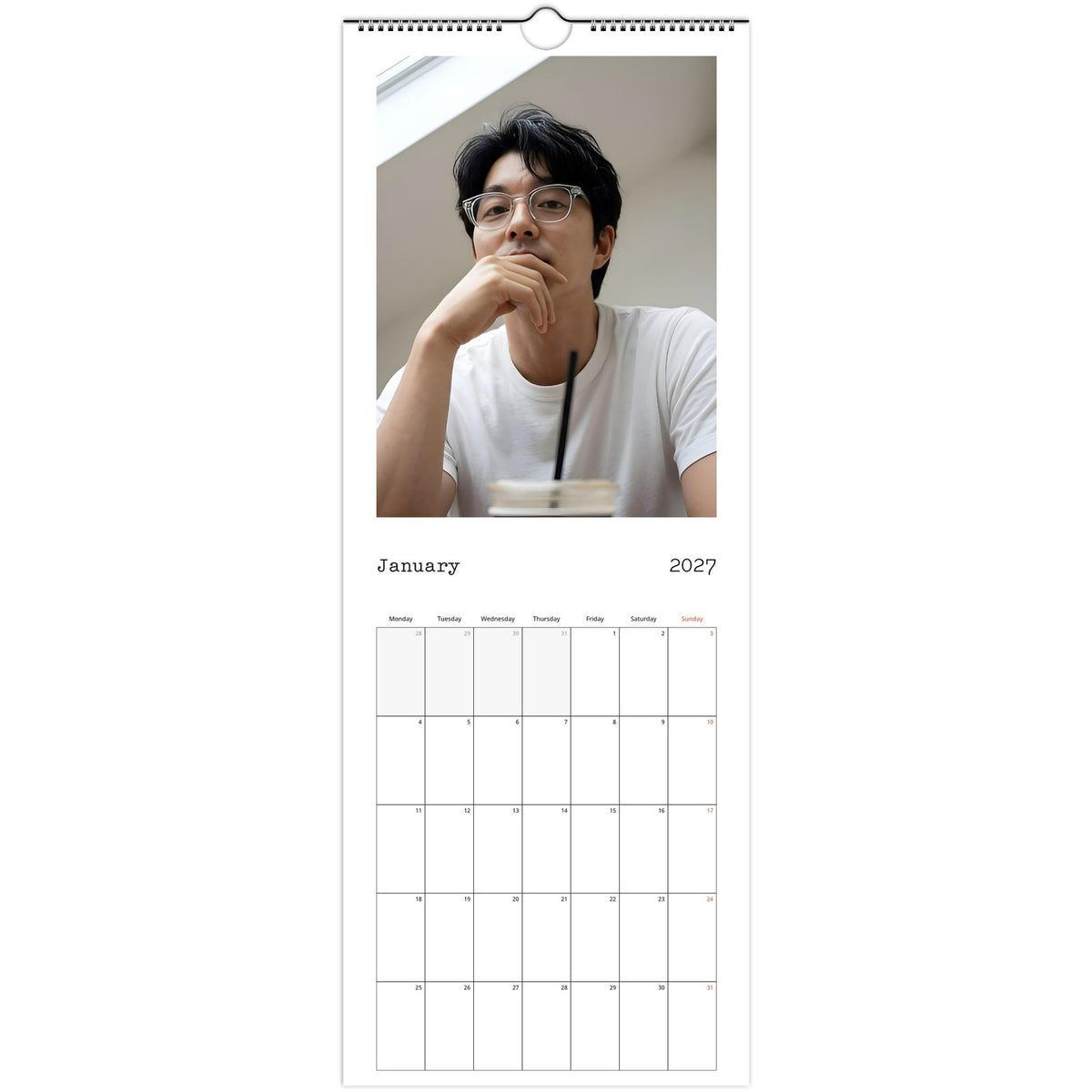 January page of Gong Yoo 2027 slim wall calendar