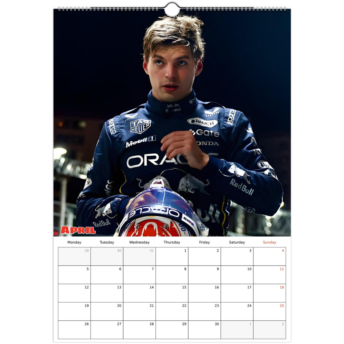 Max Verstappen Calendar 2027 April page