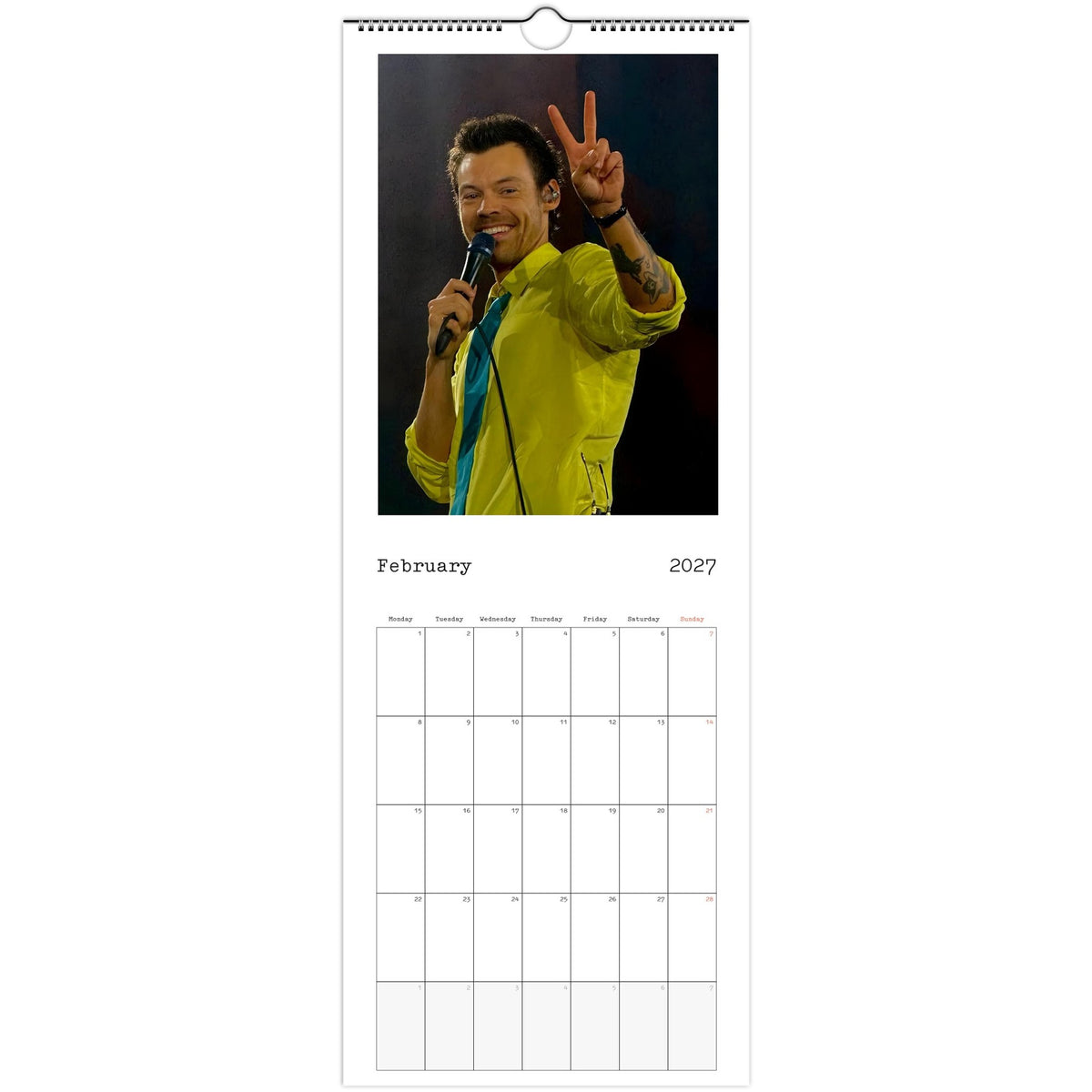 Harry Styles Calendar 2027 February 