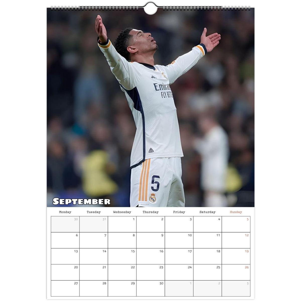 Real Madrid Calendar 2027 September page