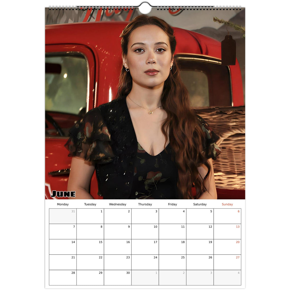 June 2027 page in Laufey A3 wall calendar