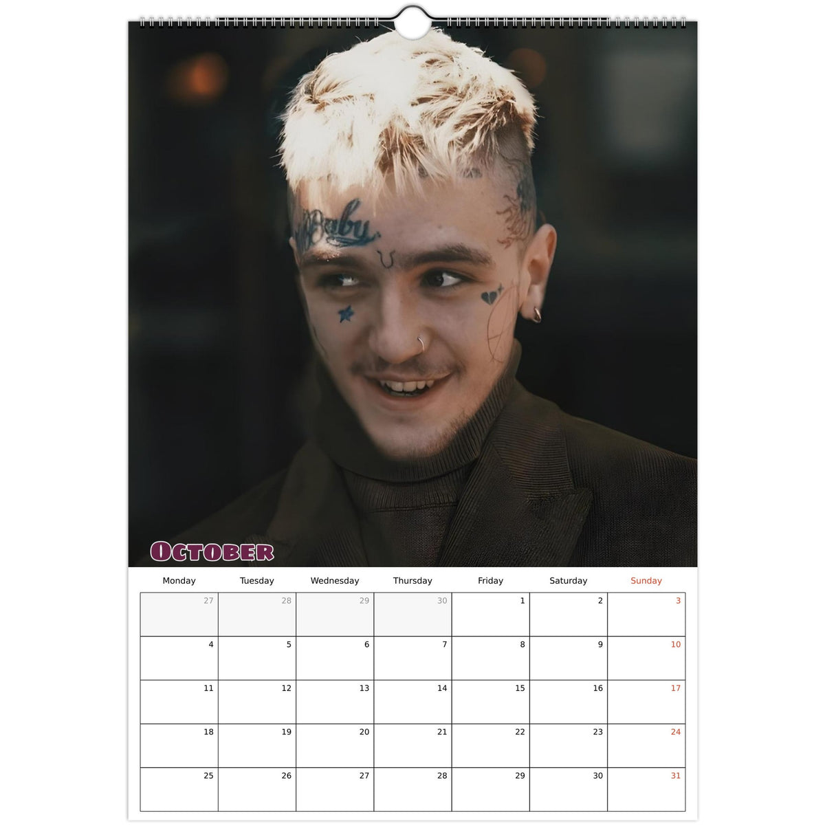 Lil Peep Calendar 2027 October photo