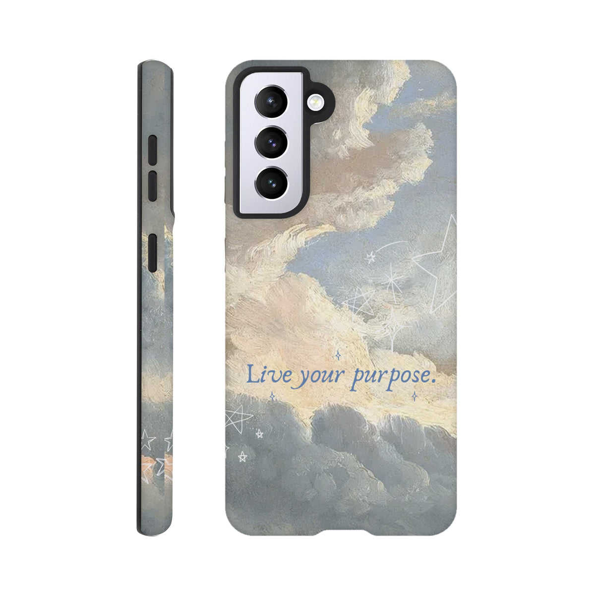 Dual‑layer Samsung case with Live Your Purpose quote