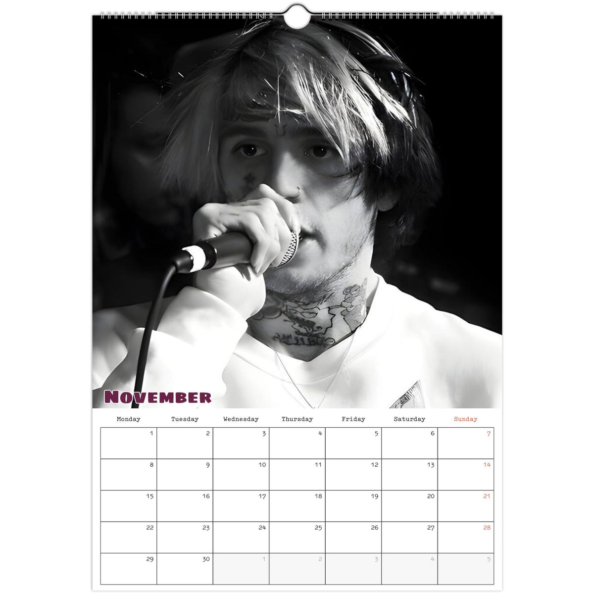 Lil Peep Calendar 2027 November photo