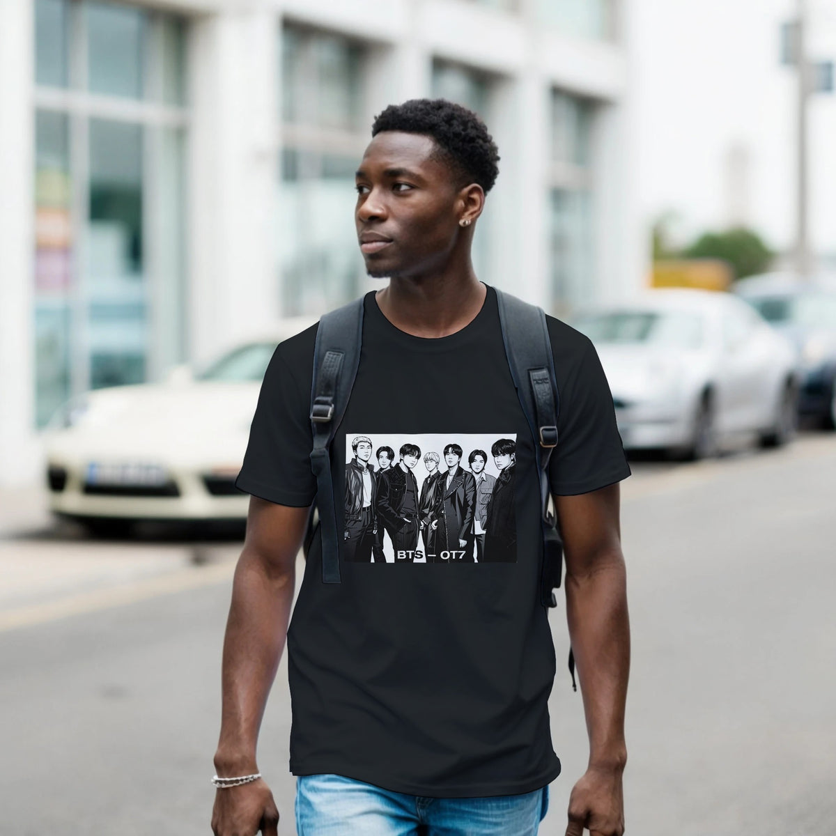 Black unisex tee with BTS ARIRANG photoshoot artwork