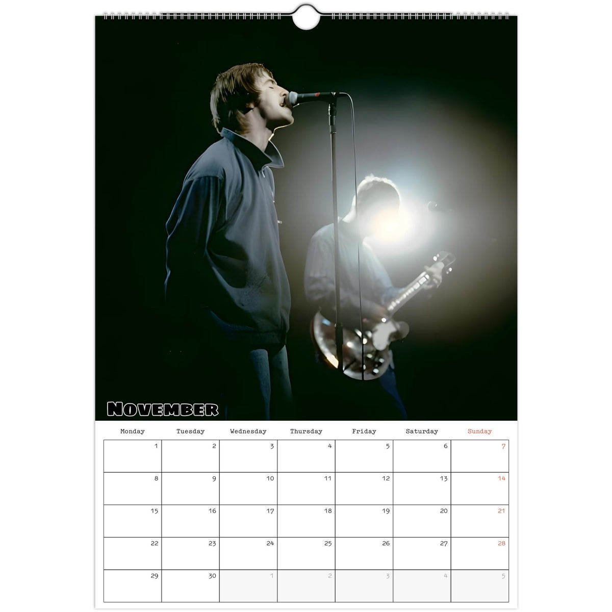 November page of Oasis 2027 A3 wall calendar