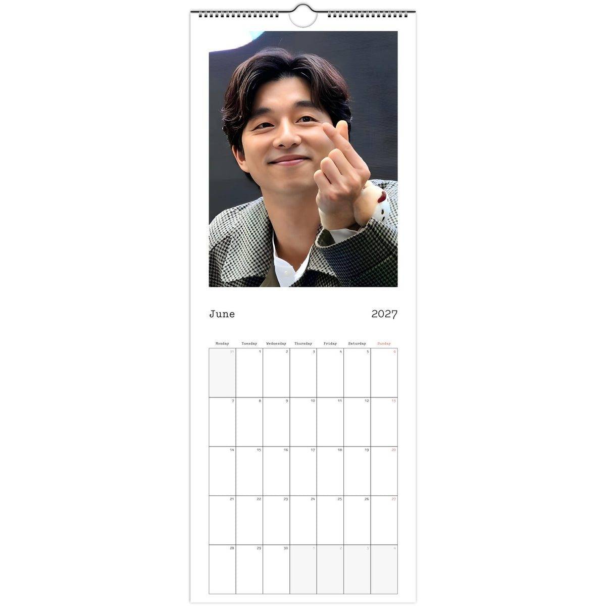June page of Gong Yoo 2027 slim wall calendar