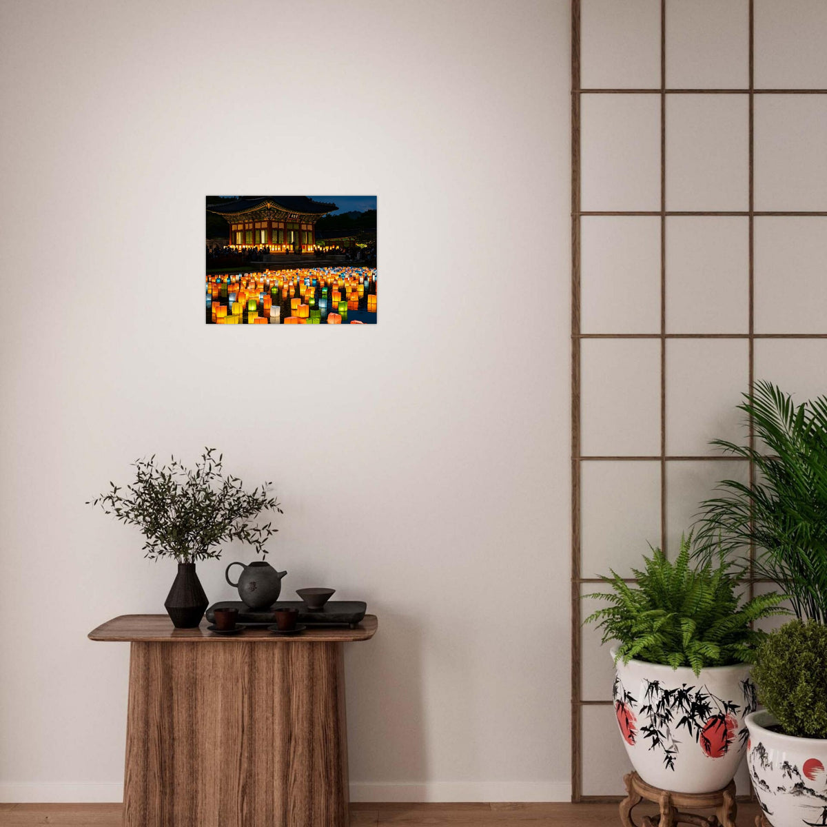 Lantern festival night scene artwork with Korean cultural elements