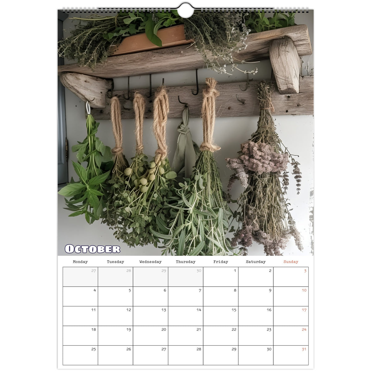 Off‑Grid Living 2027 calendar October photo