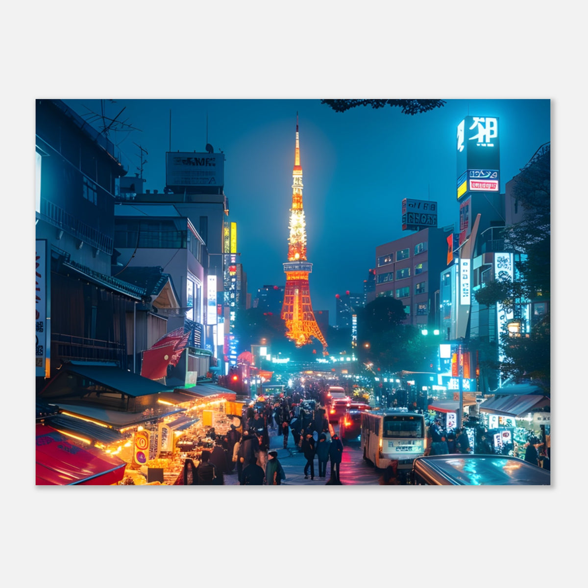 Japan neon street artwork capturing vibrant Tokyo night scene