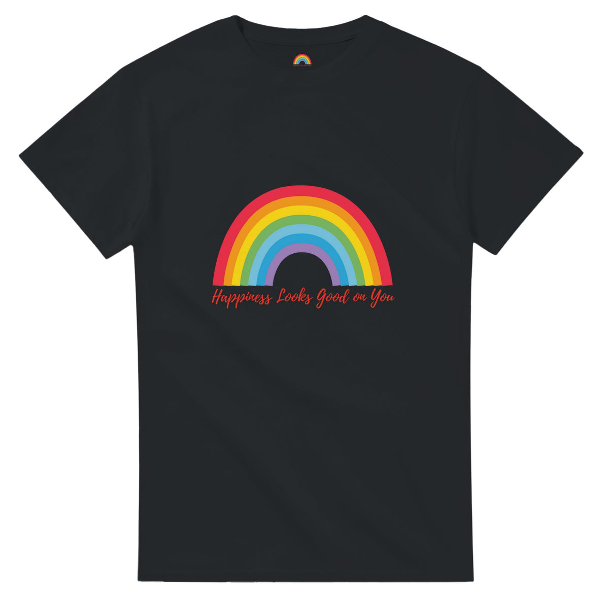 100% cotton motivational shirt with cheerful rainbow graphic