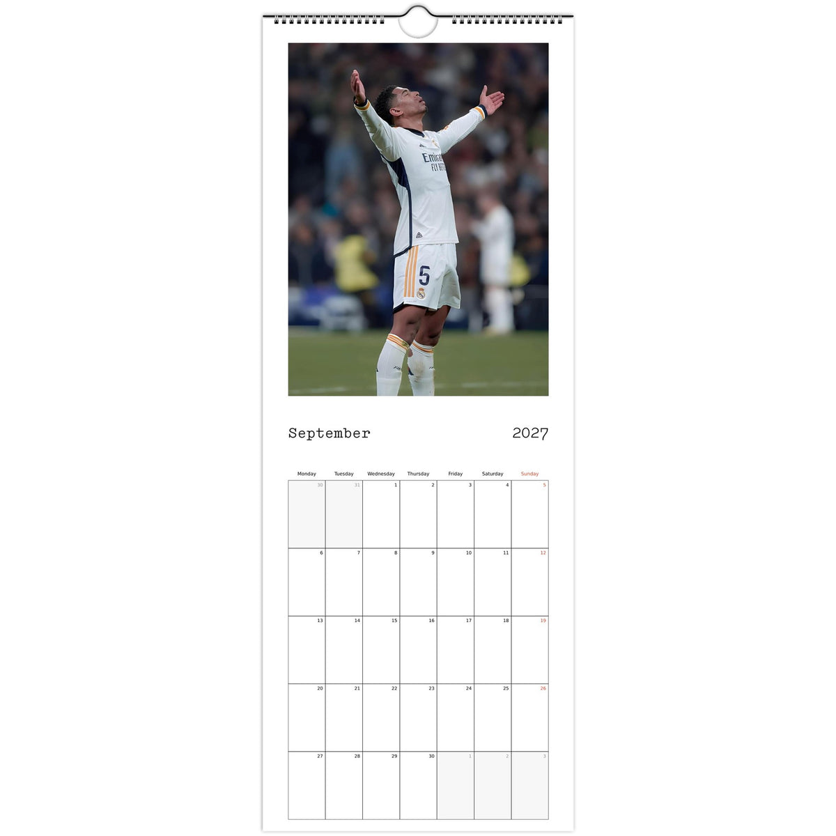 Real Madrid Calendar 2027 September page