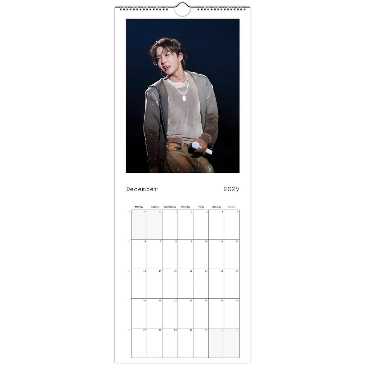 BTS J‑Hope Calendar 2027 December 