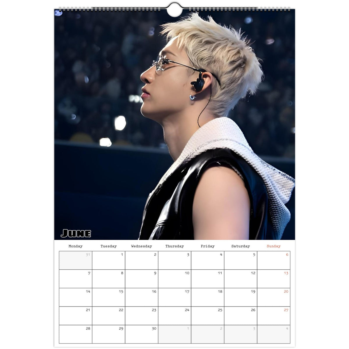 June page of Stray Kids Bang Chan 2027 A3 wall calendar