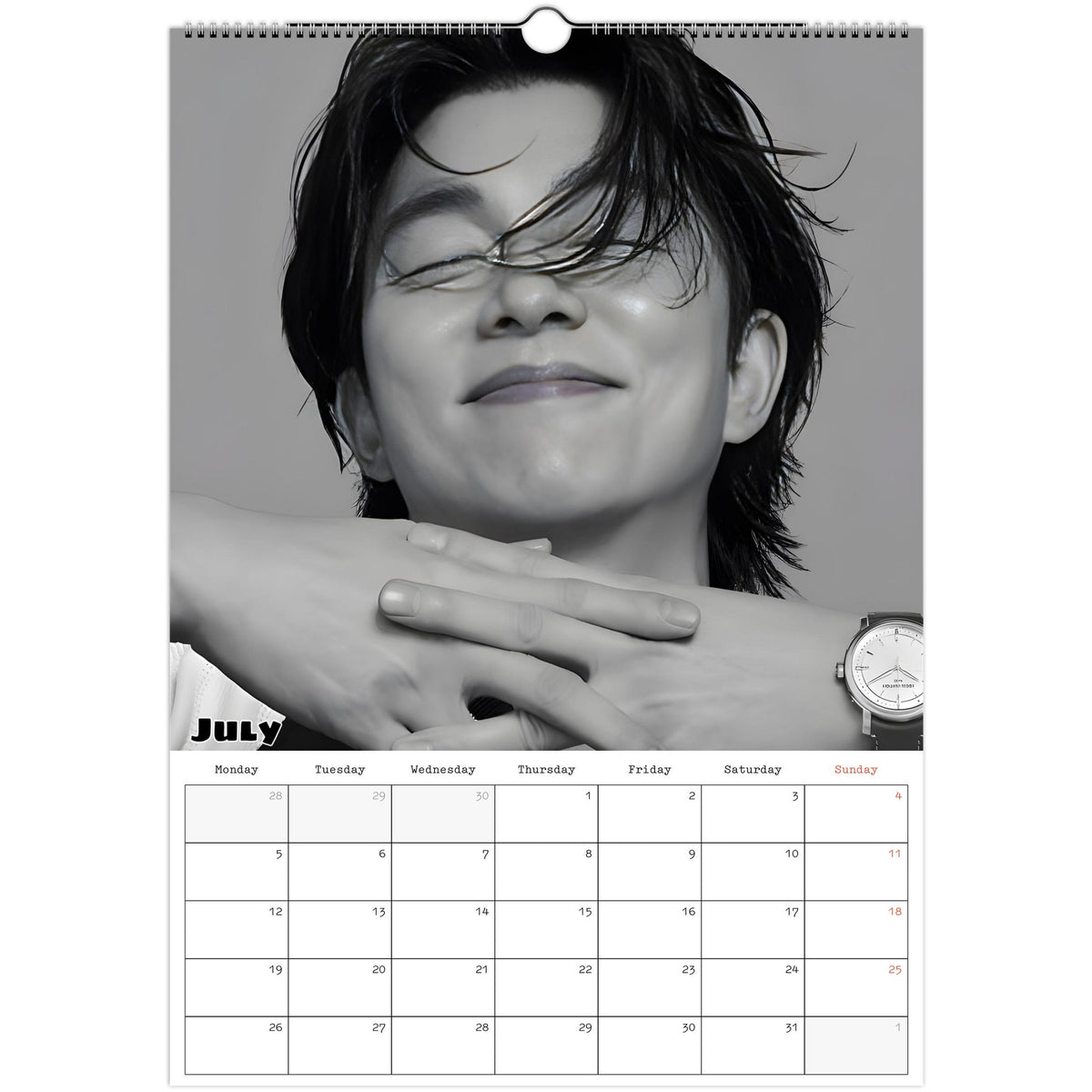 July page of Gong Yoo 2027 A3 wall calendar