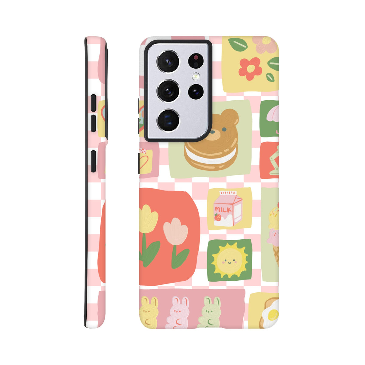 Dual‑layer Samsung phone case with soft pastel kawaii aesthetic
