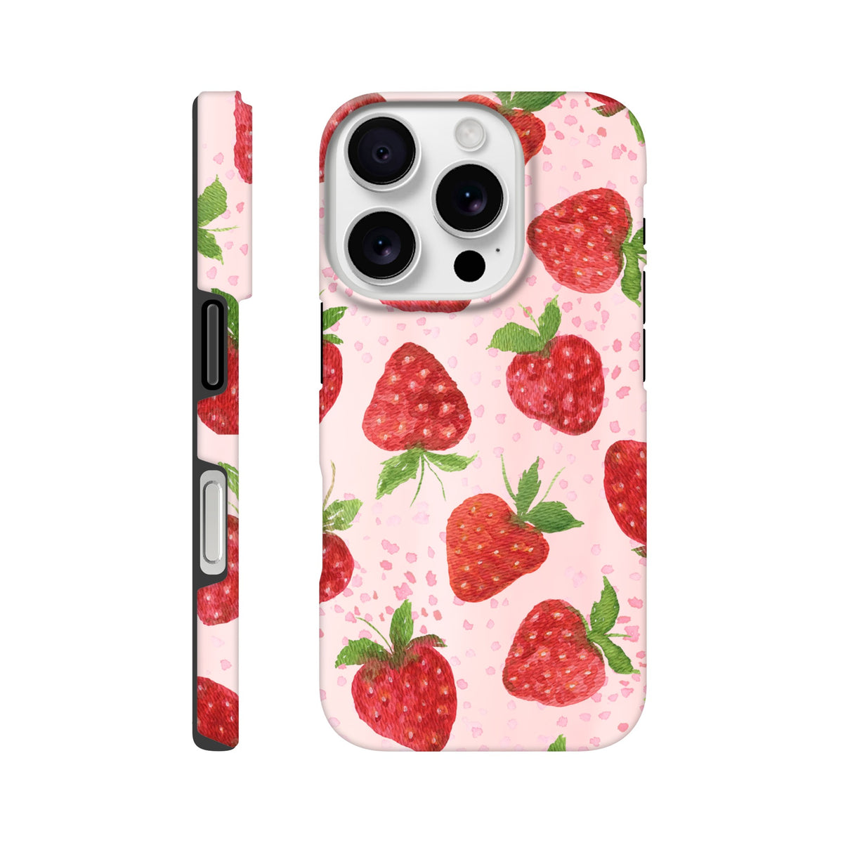 Strawberry iPhone tough case with impact‑resistant layers