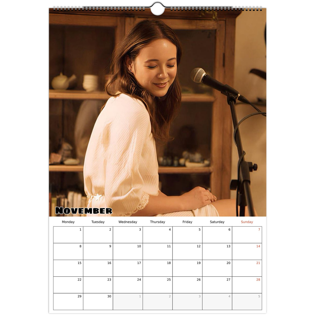 November 2027 page in Laufey A3 wall calendar