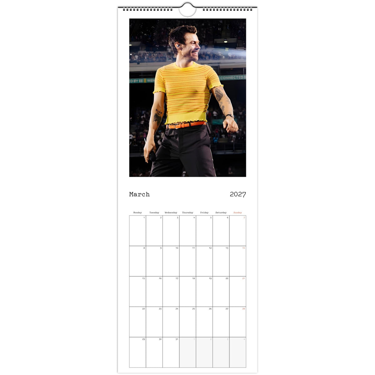 Harry Styles Calendar 2027 March 