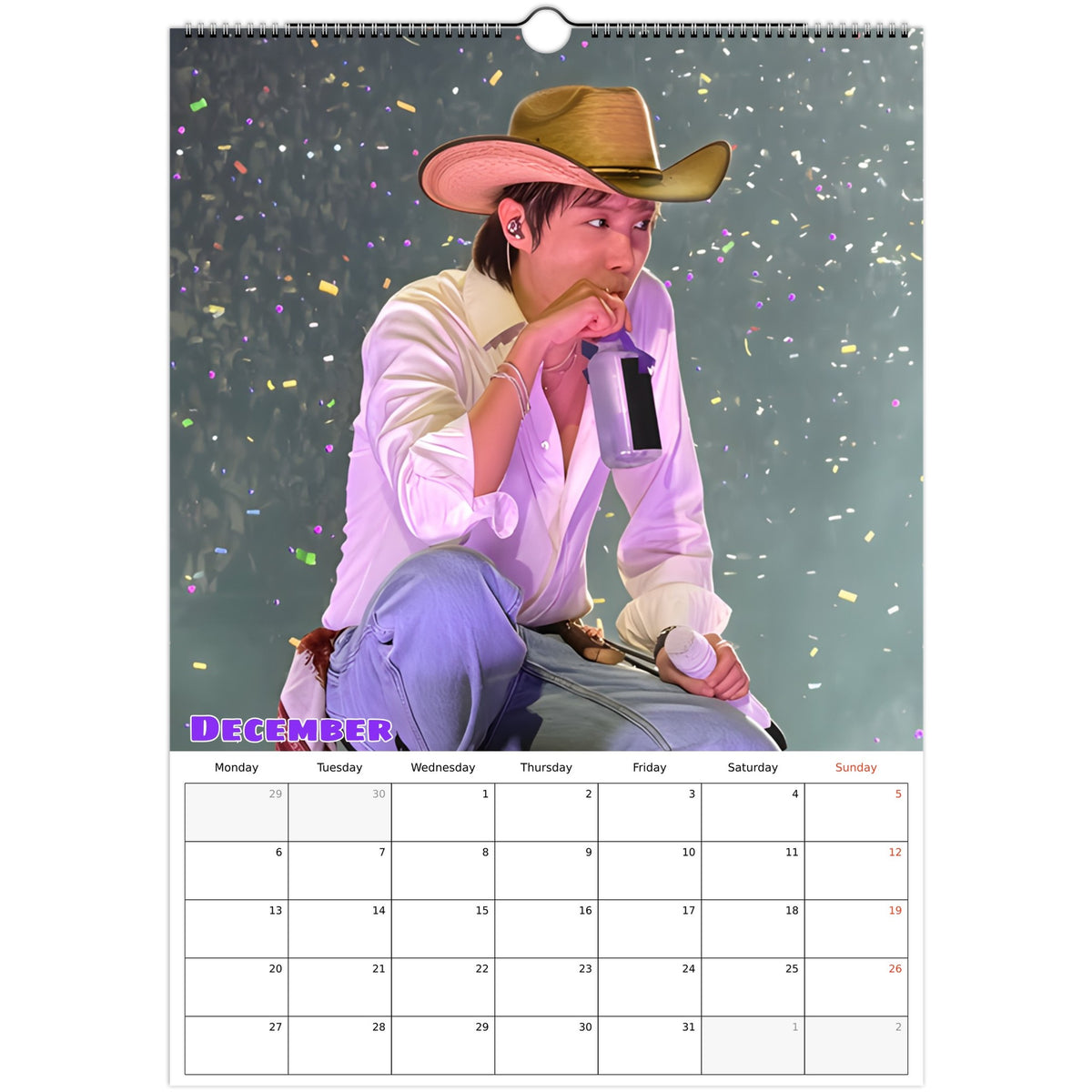 BTS J‑Hope Calendar 2027 December page